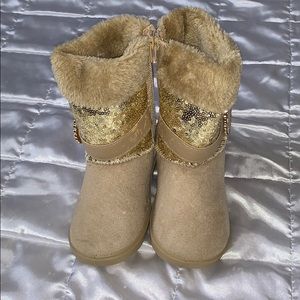 Gold Sequin Accent Boots